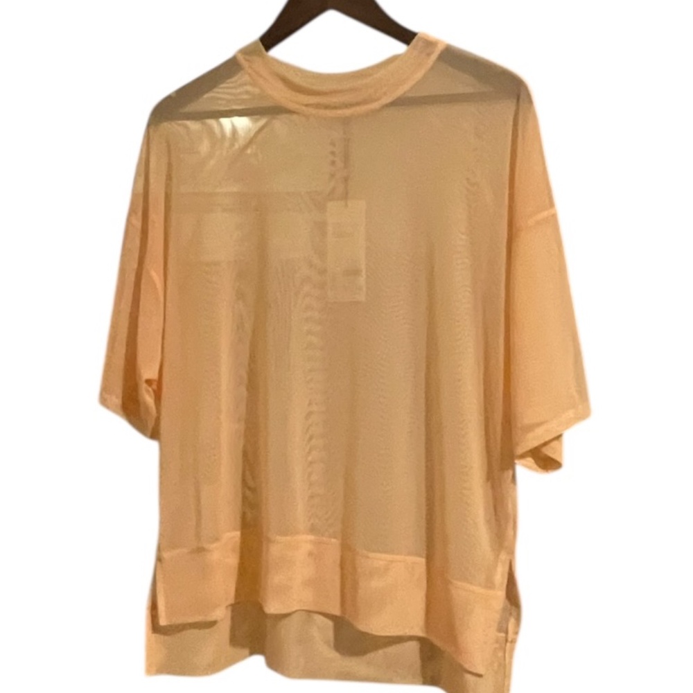 CALIA by Carrie Underwood Oversized peach mesh short-sleeve tee. Size Med NWT - Picture 3 of 9